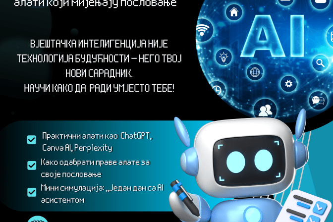 Javni poziv za učešće na obuci “Sa AI na TI – alati koji mijenjaju poslovanje”